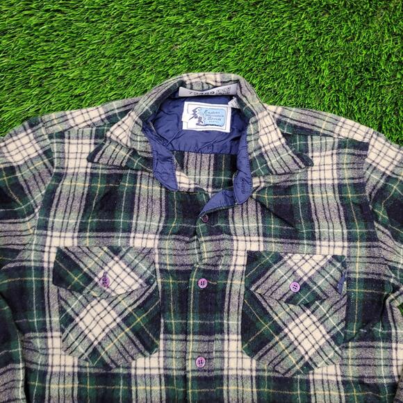 Vintage 90s Western Hippie Shadow Plaid Shirt S/M 19x28 Wool - Picture 10 of 11